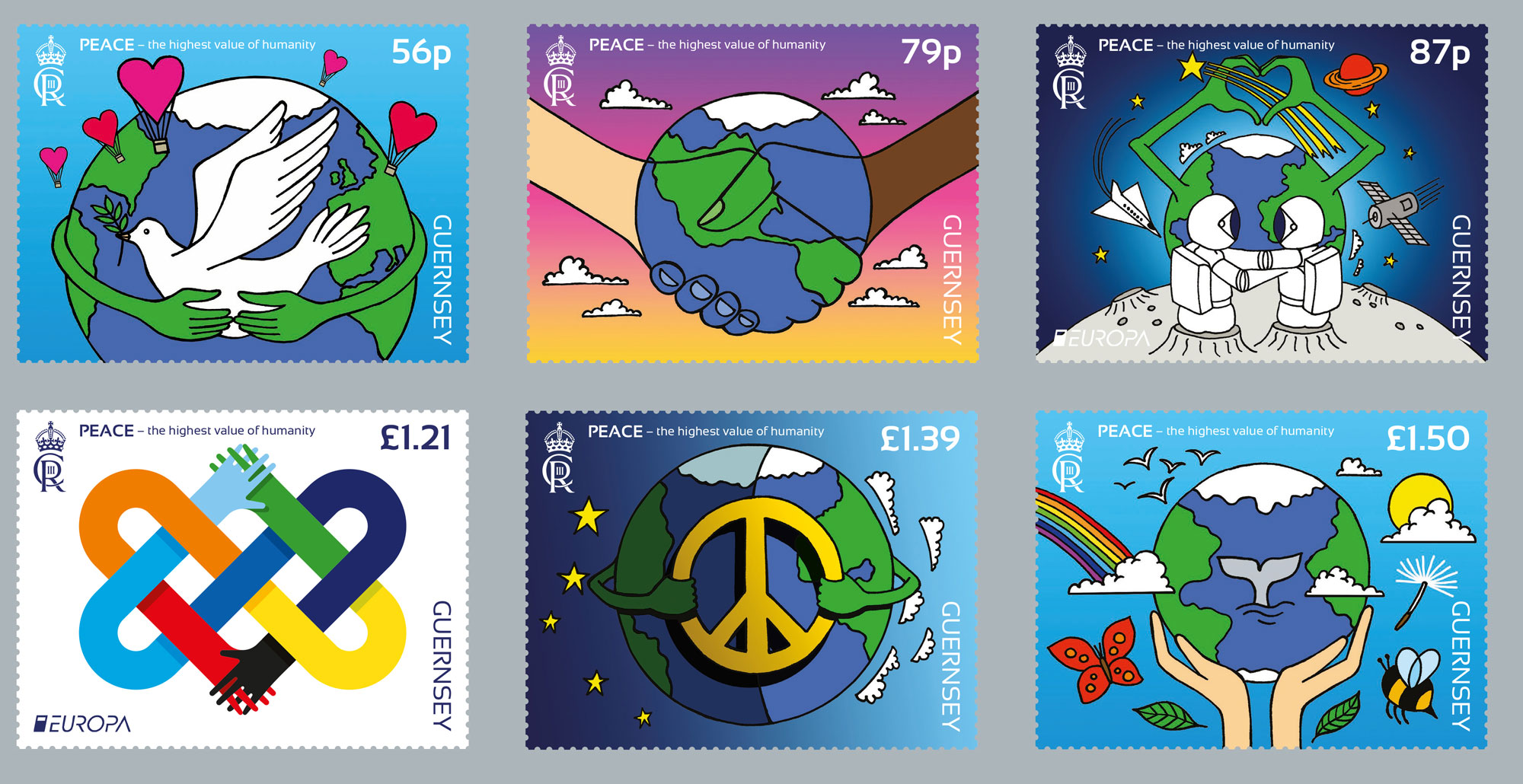 Guernsey stamps depict symbols of peace